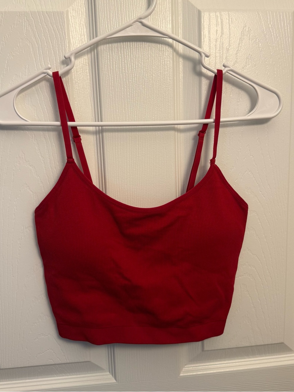 Streetwear Society Red Ribbed Cropped Cami Tank Top